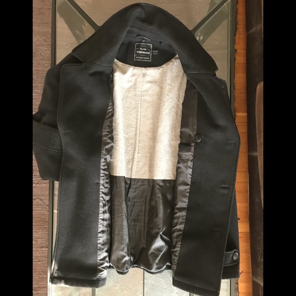 Topman Wool Coat Heavy Winter Double Breasted - Picture 2 of 8